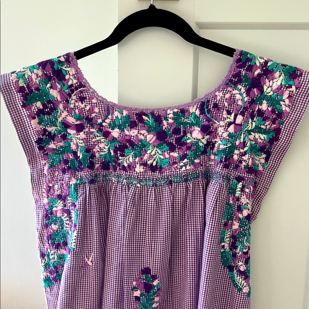 Mi Golondrina Purple Embroidered Top